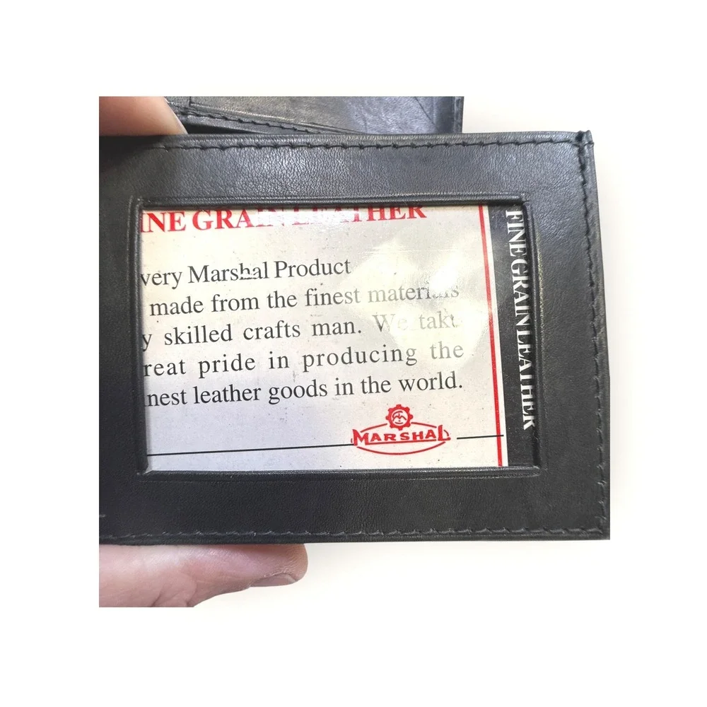 Marshal Genuine Leather Black Bifold Wallet Travel Money Credit Card Holder